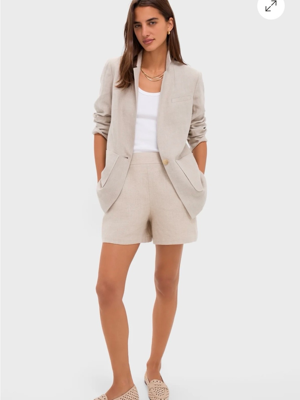 Tuckernuck Tan Linen Carla Blazer